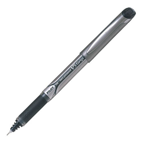 Set of 12 Pilot Hi-Tec V5 Grip pens with 0.5mm tips for precise writing and comfortable ergonomic grips.