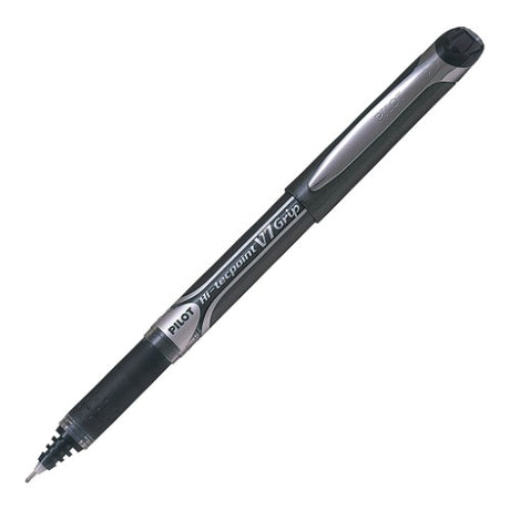 Set of 12 Pilot Hi-Tec V7 Grip Fine Black pens featuring ergonomic grip and ink viewer for precise, comfortable writing.