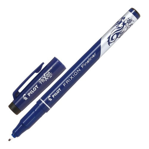 Pack of 12 Pilot Frixion Fineliners with erasable black ink, 1.3mm tip for fine lines, ideal for writing and drawing.