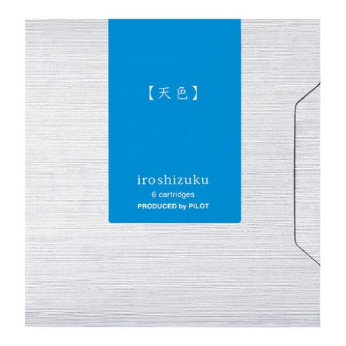 Pack of 6 Pilot Iroshizuku Sky Blue Ama-iro ink cartridges for smooth, vibrant fountain pen writing inspired by Japanese landscapes.