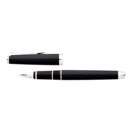 Pilot Falcon Metal Barrel Black Fountain Pen with extra fine nib, featuring a flexible 14k gold nib and elegant design.