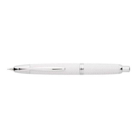 Pilot Capless Splash White Fountain Pen with a retractable 18K gold nib, sleek design, and luxury finish for elegant writing.