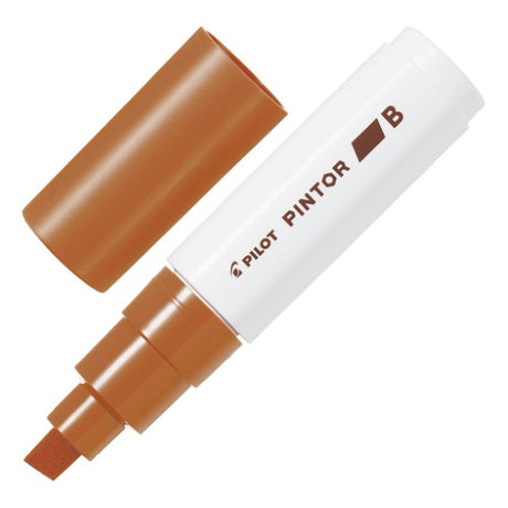 Pilot Pintor Broad Chisel Brown Marker Set of 6, ideal for drawing, decorating, and writing on various surfaces.