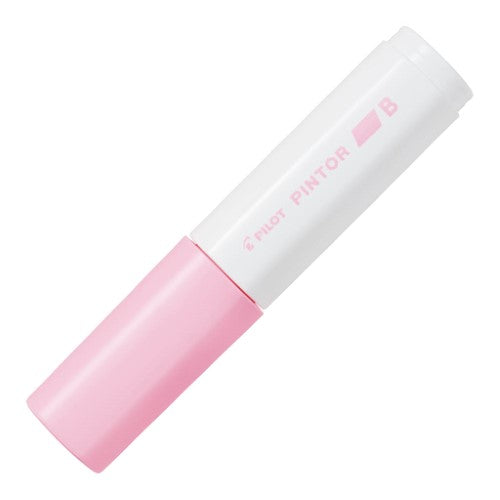Set of 6 pastel pink Pilot Pintor markers with broad chisel tips for vibrant art, crafting, and calligraphy.