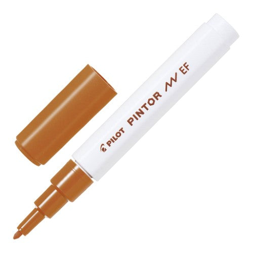 Set of 6 Pilot Pintor Extra Fine Brown Markers, ideal for detailed drawing and crafting with water-based pigment ink.