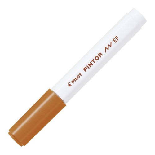 Set of 6 Pilot Pintor Extra Fine Brown Markers for detailed art on various surfaces, featuring a 2.3mm tip for 0.7mm lines.