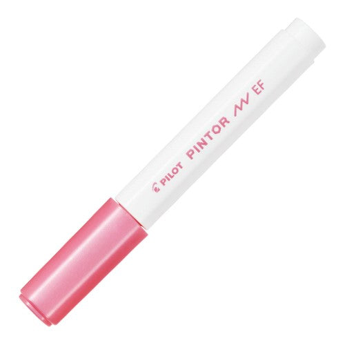Set of 6 Pilot Pintor Extra Fine Metallic Pink Markers for detailed art on various surfaces with vibrant water-based ink.