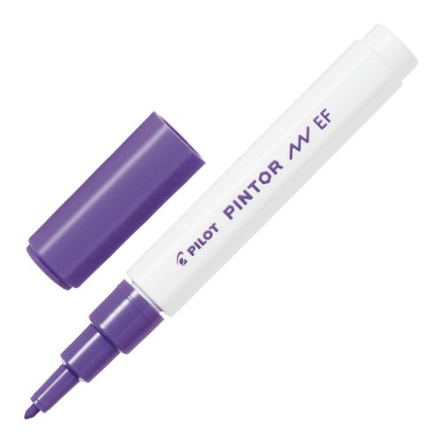 Set of 6 Pilot Pintor Extra Fine Violet Markers for detailed artwork, calligraphy, and marking on various surfaces.