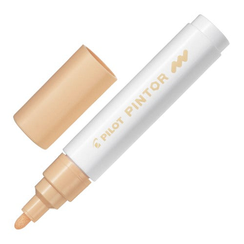 Pilot Pintor Medium Pale Orange Marker Set of 6, featuring 4.5mm tips for smooth lines and vibrant water-based pigment ink.