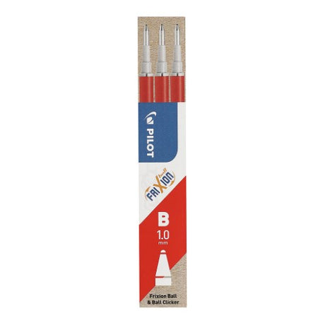 Pilot Frixion erasable broad red refills in a pack of 3, perfect for clean corrections and smooth writing.