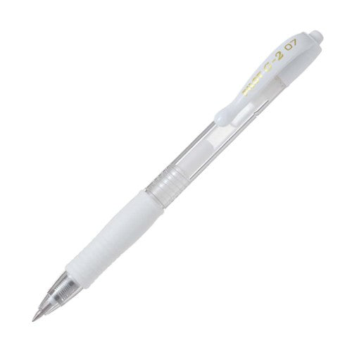 Pack of 12 Pilot G2 Gel Fine pens with smooth white ink, 0.7mm tip, clear barrels, and comfortable grip for precise writing.