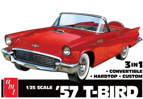 1/25 scale model kit of a classic '57 Ford Thunderbird, perfect for hobbyists and collectors.