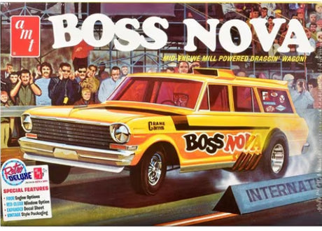 1/25 scale Boss Nova Funny Car model kit in high-quality plastic, ideal for hobbyists and collectors.