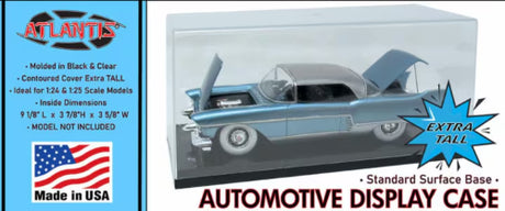 1/25 scale plastic display case showcasing model cars with robust construction for protection and visibility.