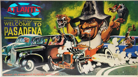 1/25 Ed Roth Boss Fink plastic model kit featuring detailed components for authentic car modeling experience.