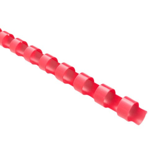Red 12mm Icon Binding Plastic Coil 21 Ring, box of 100, ideal for document binding and presentations with strong durability.