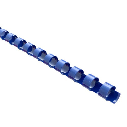 Box of 100 blue 16mm plastic binding coils for document presentation, designed for 21 loop binding machines.