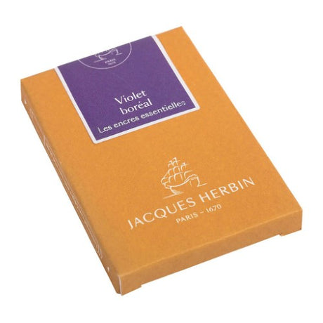 Pack of 7 Jacques Herbin Violet Boreal ink cartridges for fountain pens, delivering vibrant color and smooth writing experience.