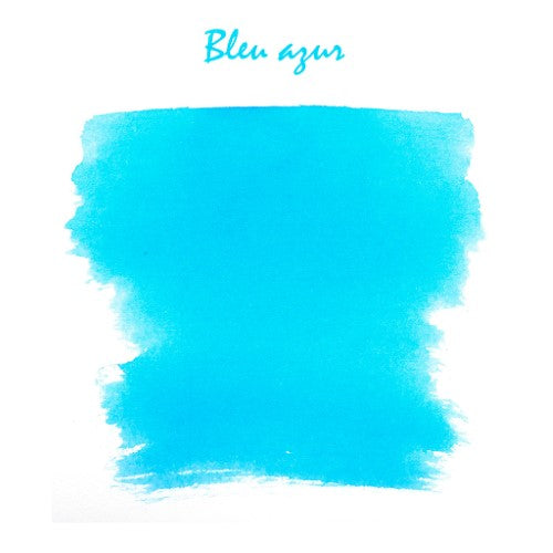 10ml bottle of Herbin Bleu Azur ink, vibrant azure blue, perfect for calligraphy and watercolor art.