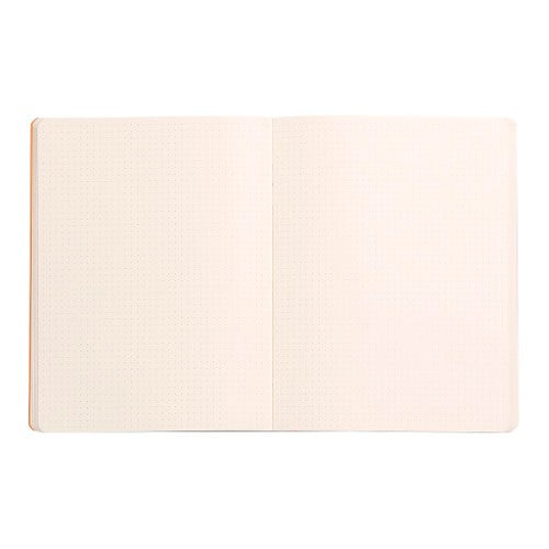 Vibrant daffodil softcover notebook with 160 dotted ivory pages and orange elastic closure, perfect for writing and sketching.