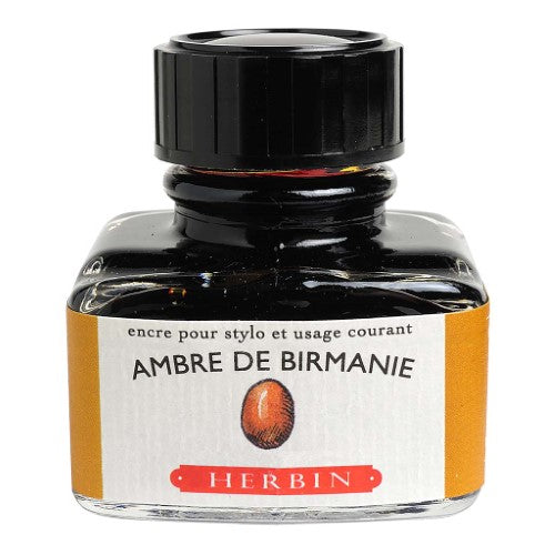 Amber Herbin Writing Ink 30ml, perfect for fountain pens and art, offering smooth flow and watercolor mixing properties.