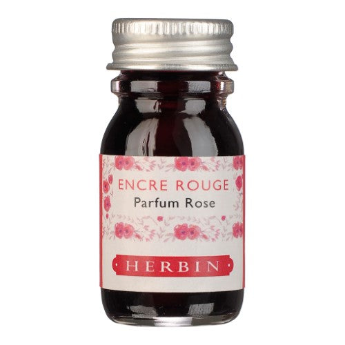 10ml bottle of Herbin Scented Ink in vibrant red with a delightful rose fragrance, perfect for enhancing your writing experience.