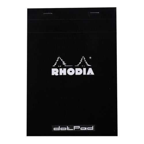 Rhodia dotPad No. 16 A5 Black with 80 sheets of high-quality paper, featuring a geometric dot matrix for creative note-taking.