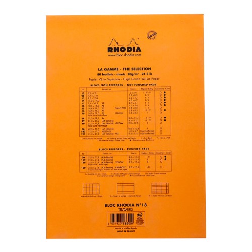 Rhodia Bloc Pad No. 18 A4 Lined Orange