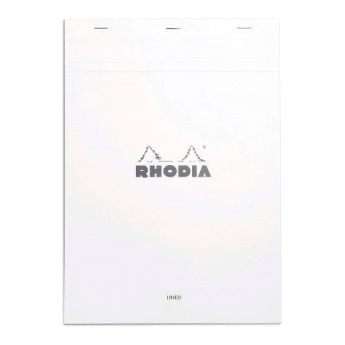 Rhodia Bloc Pad No. 18 A4 with 80 lined sheets, featuring smooth, bleed-proof paper and a foldable cover for effortless writing.