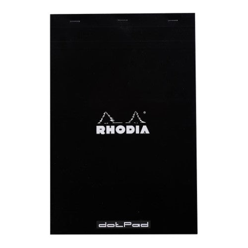Rhodia dotPad No. 19 A4+ Black with 80 smooth dotted sheets, perfect for notes, sketches, and creative designs.