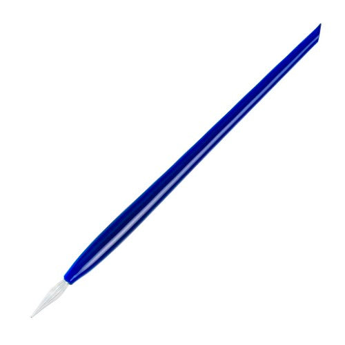 Elegant blue glass pen set with rich ink, handcrafted in Murano, Italy for a luxurious writing experience.