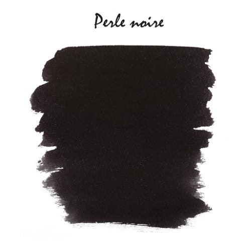 Pack of 6 Herbin Perle Noire ink cartridges, rich black ink for fountain and rollerball pens.