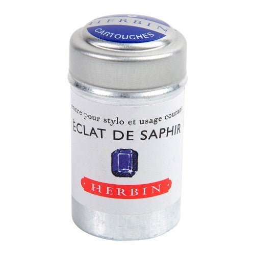 Pack of 6 Herbin Eclat de Saphir ink cartridges in luxurious sapphire blue for smooth and vibrant writing.