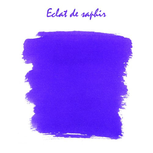 Pack of 6 Herbin Eclat de Saphir ink cartridges in vibrant sapphire blue, perfect for smooth fountain pen writing.