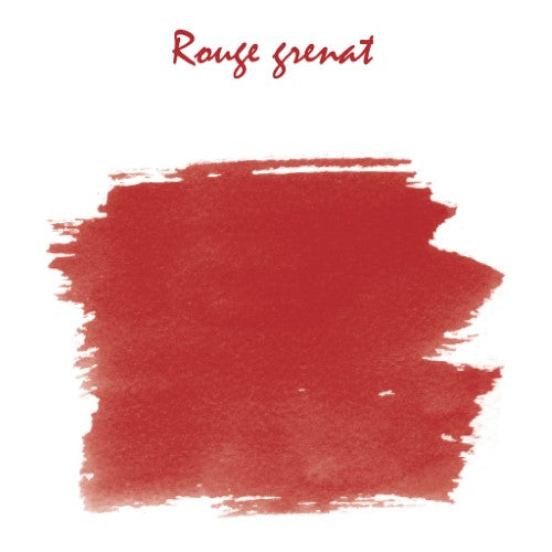 Pack of 6 Herbin Rouge Grenat ink cartridges in rich garnet red for smooth writing and calligraphy.