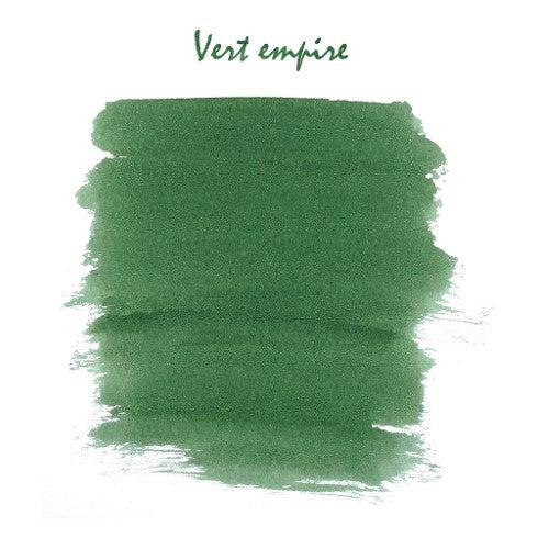 Pack of 6 Herbin Vert Empire ink cartridges in vibrant green, ideal for fountain and rollerball pens.