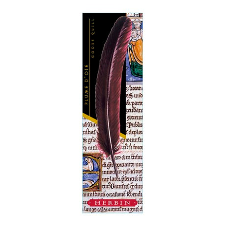 Herbin Goose Quill 21cm in burgundy, elegant design perfect for calligraphy and fine writing on parchment.