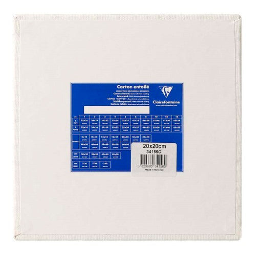 Clairefontaine 20x20cm white canvas board, 100% cotton, ideal for oil and acrylic painting, acid-free, lightweight and durable.