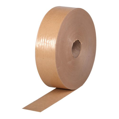 Brown Kraft tape in a 40mm x 200m roll, ideal for crafting and packaging, eco-friendly and easy to use.