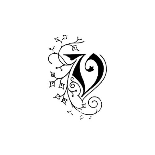 Herbin Wooden Handle Square Seal Illuminated V with brass stamp, featuring a distinct letter 'V' in a chic square design.