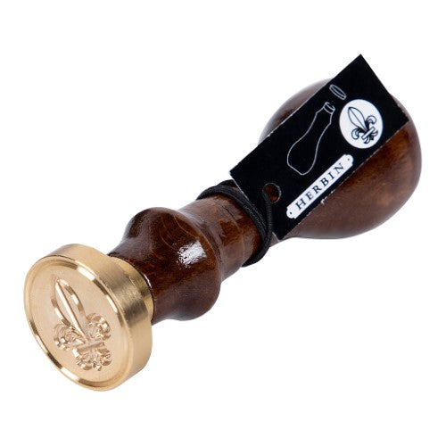 Herbin Wooden Handle Round Seal Lily with 24mm copperplate, features elegant lily design for stylish wax impressions.