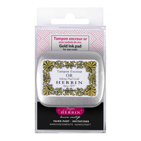 Herbin Gold Ink Pad designed for luxurious wax seals, ideal for elegant impressions on invitations and stationery.