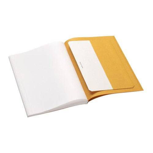 Jacques Herbin A5 White Notebook with 128 blank pages, embossed cover, hot stamping, and convenient pocket for notes.