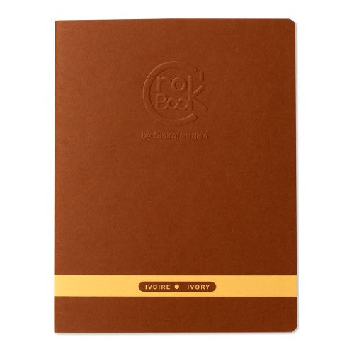 Ivory CrocBOOK Notebook, 17x22cm, 24 blank sheets, 90gsm paper, stylish embossed cover, ideal for sketches and notes.
