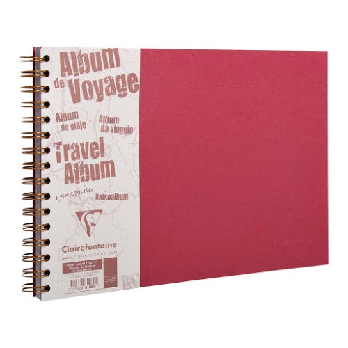 A4 red travel album by Clairefontaine with lined and blank pages for photos and journaling, perfect for adventurous memories.