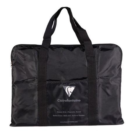 Clairefontaine Black A3 art folder, durable polyamide, secure zip, wide straps, and front pocket for sketchbooks.