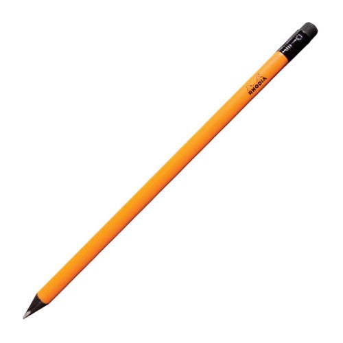 Rhodia HB Pencil in triangular orange barrel with eraser, ideal for sketching and note-taking.