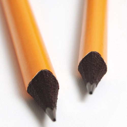 Rhodia HB pencil with a triangular ergonomic barrel in classic orange, featuring an eraser for easy corrections.