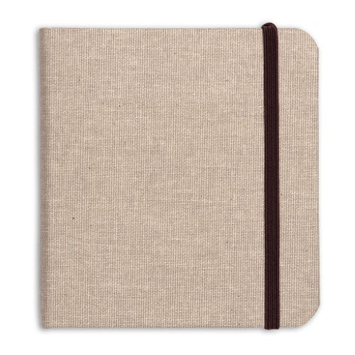Goldline Album Natural 15x15cm with fabric cover, elastic closure, and 32 premium grained sheets for preserving memories.