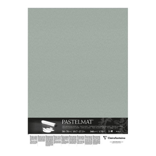 Pack of 5 Light Green Pastelmat Paper, 50x70cm, ideal for layering and blending pastels without fixatives.